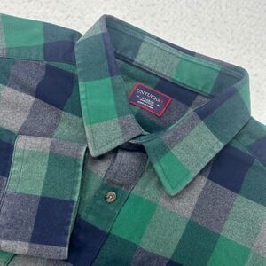 UNTUCKit Mens XL Green Navy Buffalo Check Flannel Button Down Shirt Dual Pockets